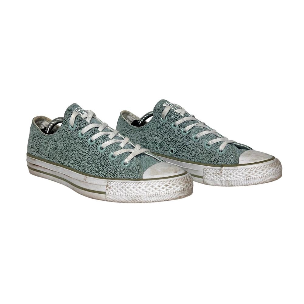 Converse Chuck Taylor All Star Aqua Leather Low Top Sneakers Shoe Size 8.5